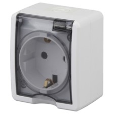 2p+E IP54 socket, curtains, 16A-250V, OU, white