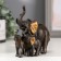 Souvenir Polystone "Elephant African Brown with elephants" Golden ears 11x12x5.5 cm