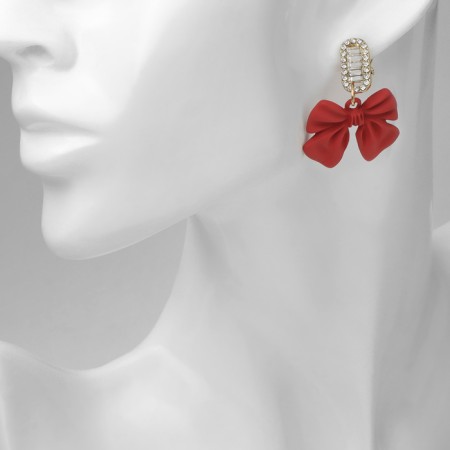 New Year! Earrings Clips "New Year" bows, colored in gold-2