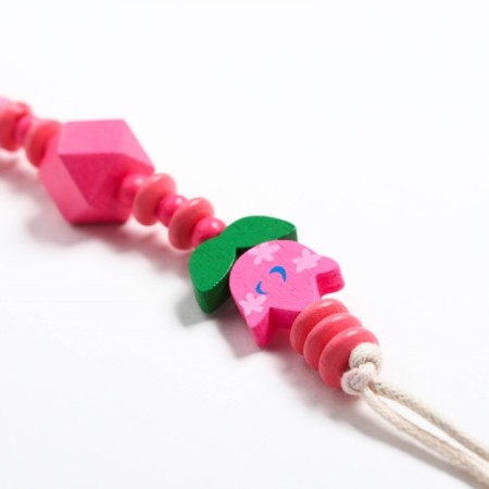Holder for the nipple - dummy "elephant", wooden, pink color-2