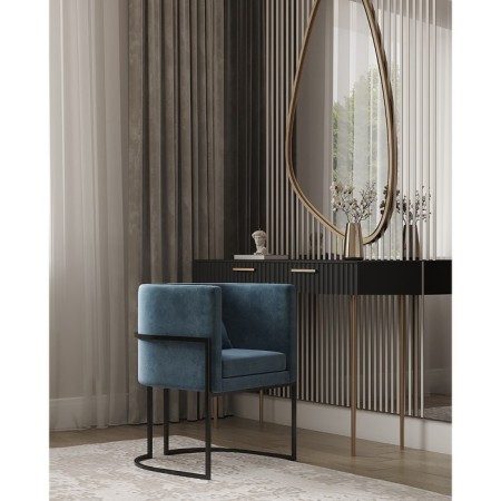 Armchair "Luna", 60 × 64 × 77 cm, blue color, black frame-1