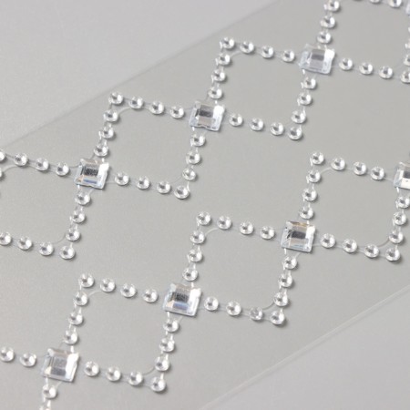 Stick plastic rhinestone "Pattering from a rhombus" silver 35x8 cm-2
