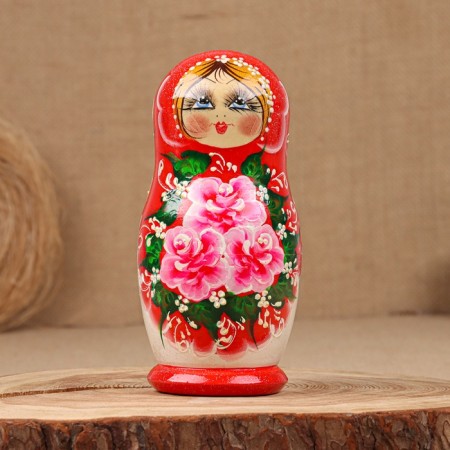 Matryoshka "Anna", red-white dress matte, 5-doll, 19 cm-2