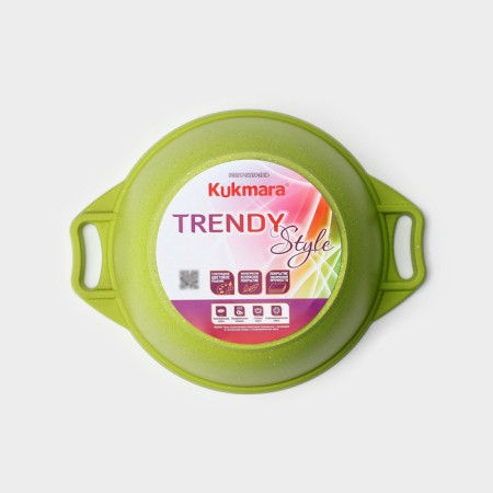 Trendy Style, 2 liter pan, glass cover, anti -stick coating, green color-6
