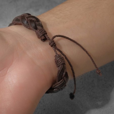 Bracelet male "strength" pigtail, brown color, d = 6.5 cm-1