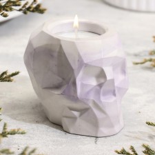 Skull Cloth from gypsum with faces, 6x9x6.5cm, marble with purple strips