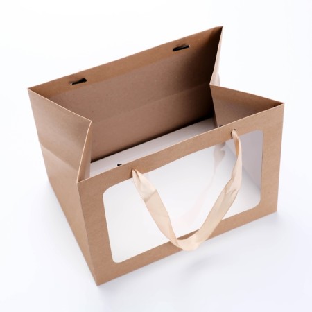 Gift package with a wide bottom and window 25 x 19 x 18 cm, craft-4