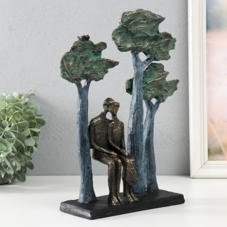 Polystone souvenir "Two in the park. Sit" under metal 23.4x7.4x29.8 cm-1
