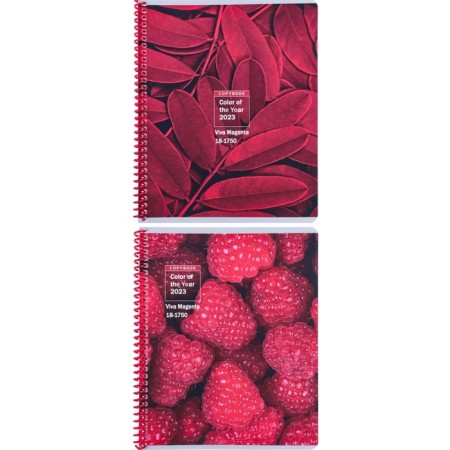 Notebook of 48 sheets in a cage on the crest Viva Magenta, cover coated cardboard, Soft Touch, mix