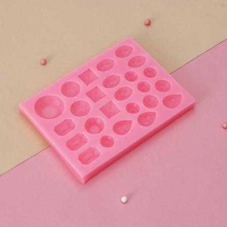 Mold Dolyana "Precious Stones", silicone, 13.4 × 9.8 cm, pink color-1