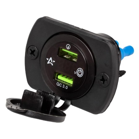 USB ROSET ARD AIRLINE, moisture -proof, with 2 ports and voltmeter, 5V, Qc3.0+Qc3.0 98281-4