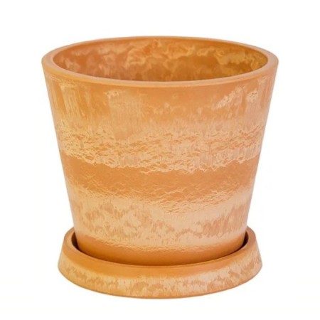 Pot for flowers and plants with a pallet, 1l new terracotta 14x14x12cm-1