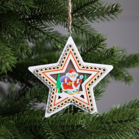Christmas tree toy "Santa Claus", from batteries, glow warm white-1