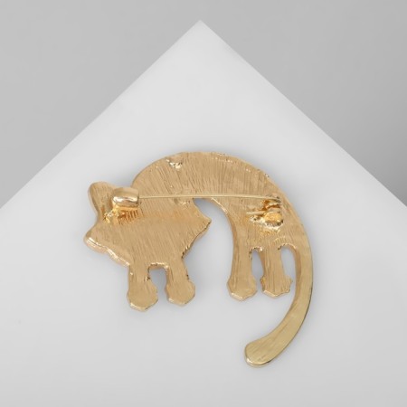 Brooch "Cat" arc, black-green color in gold-2
