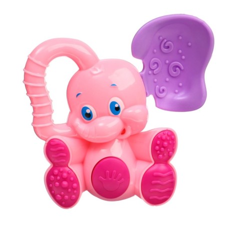 Rattle - Elephant squeak, with elastic elements, color mix, crumb I-2