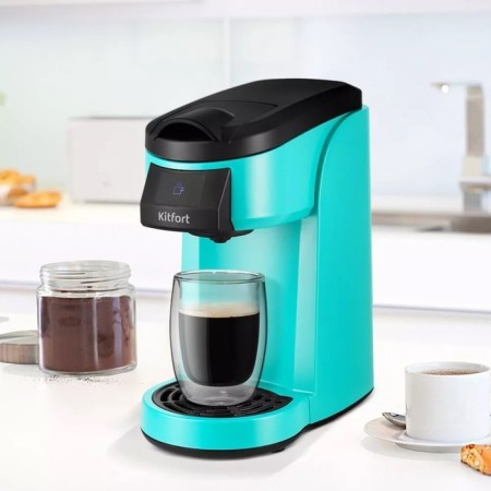 Coffee machine KitFort KT-7121-2, capsule, 800 watts, 0.36 l, turquoise-6