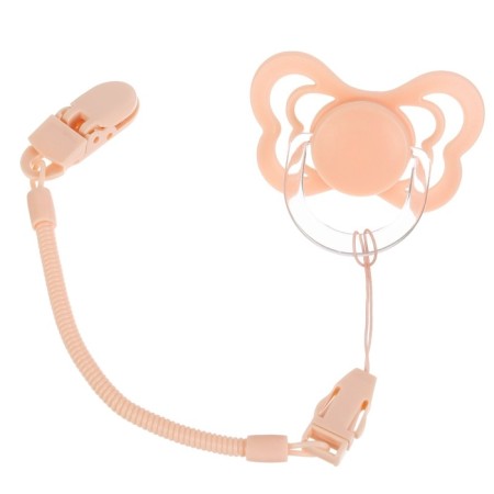 Nipple - orthodontic dummy, silicone, +6 months, with a holder, pink color-7
