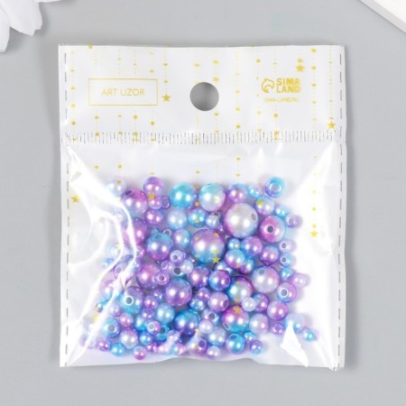 Beads for creativity plastic "Round. Gradient. Mermaid Fiolet" d = 3-8 mm, set 10 grams-3
