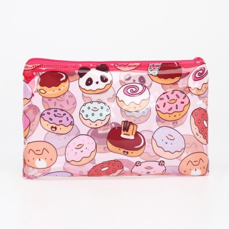 Cosmetic bag-penete on zipper, PVC, pink color-1