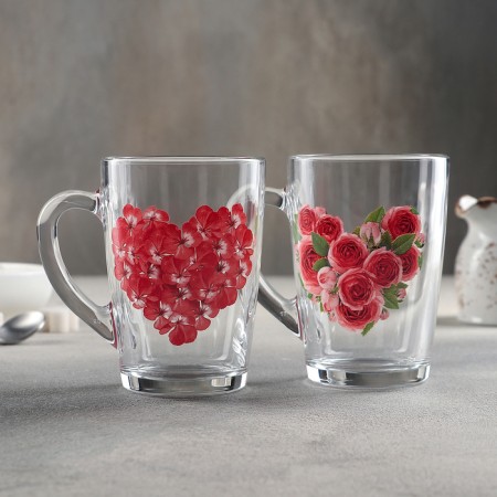 Glass mug "Flower Heart", 300 ml, MIX drawing-2