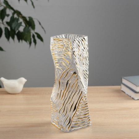 VAZA Glass "Milagros" relief, 24.5x8 cm, transparent