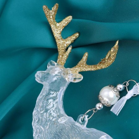 Decoration Christmas tree "Elk horn shine" 12x14.5 cm, transparent-gold-1