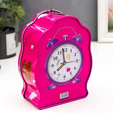 Piggy bank Metal "alarm clock" with a lock and keys mix 16x12x6 cm-4