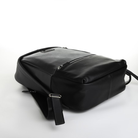 City backpack made of genuine leather LakeStone on a zipper, black/gray color-2