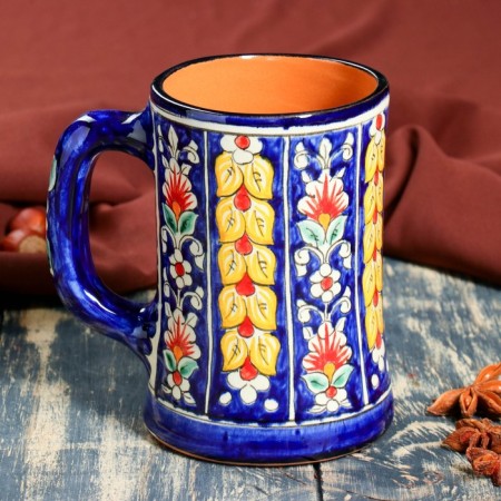 Mug Rishtan ceramics "Flowers", 500 ml, blue