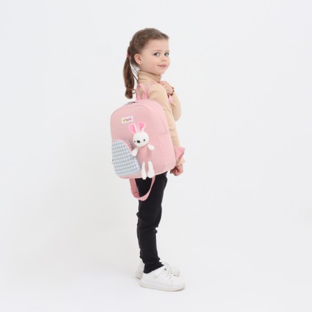 Baby backpack on lightning, 3 outer pockets, pink color-3