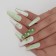 Avocado overhead nails, 12 pcs, with adhesive plates, ballerina shape, green/white color
