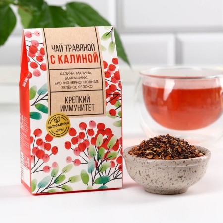Berry-grass tea "with viburnum", strong immunity, 50 g.