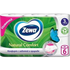Devil's paper Zewa Natural Comfort, three -layer, 6 rolls