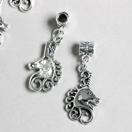 Bale with a suspension metal for creativity "Unicorn Head" silver 3.6 cm
