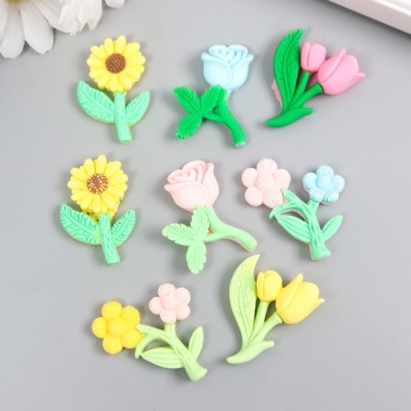 Decor for creativity Plastic "Garden Flower" set 8 pcs mix 2.6x4x0.7 cm