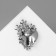 Brooch "Heart" in flowers, white-blue color in silver