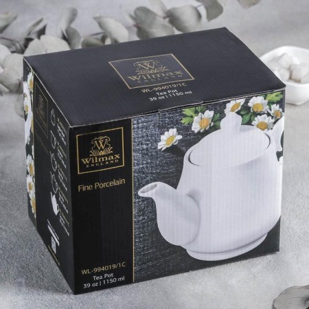 The porcelain collar teapot Wilmax, 1.15 liters, white color-3