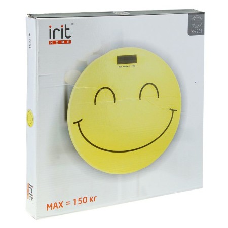 Floor scales IRIT IR-7251, electronic, up to 150 kg, glass, 1xCR2032, drawing "Smiley"-4