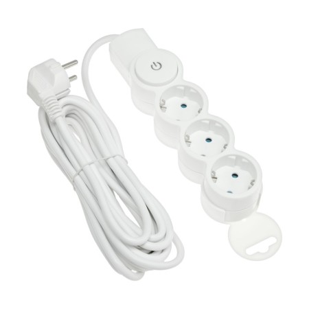 Duwi extension cord, 3 sockets, 5 m, 10 A, 2200 W, PVS 3x0.75 mm2, with salary, with a switch, white