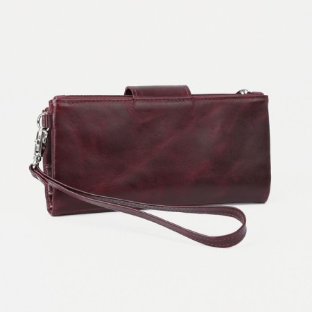 Women's wallet on the button, burgundy color-1