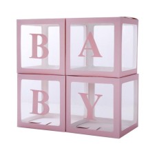 A set of boxes for BABY balloons, 30 × 30 × 30 cm, in the package 4 pcs., Pink