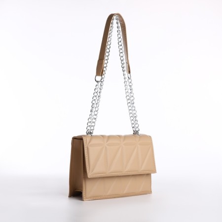 Women's bag on the valve, 22x15x6 cm, beige color-1