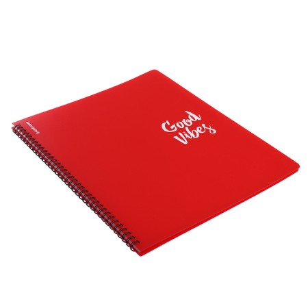 Folder 30 inserts on spirals, A4, 600 μm, Erichkrause "Classic Words", texture "Sand", red, mix-5