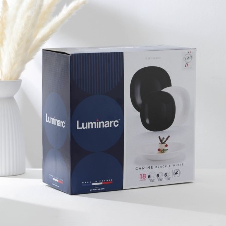 Table Luminarc Carine White & Black, glass ceramic, 18 objects, white and black color-3