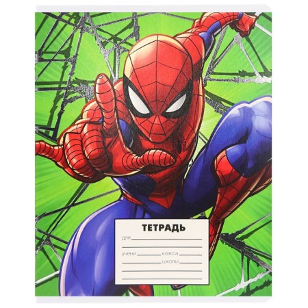 Notebook in a line of 24 sheets, 5 types of mix, embossing, cover Cover Cardboard, Spider-Man, Spider-6