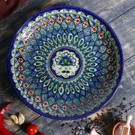Largan Rishtan ceramics "Patterns", 32 cm, blue-13