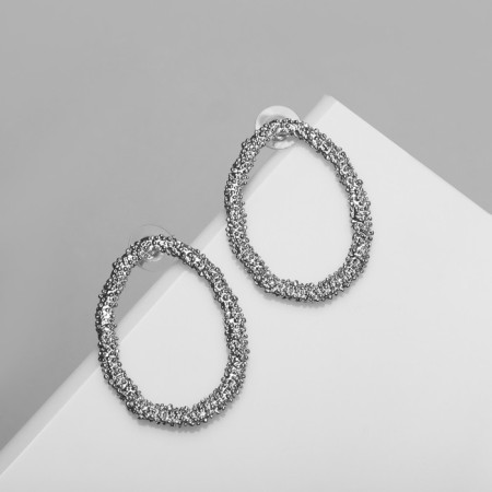 Earrings Metal "Orbit", silver color-1