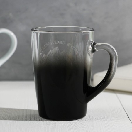 Glass mug with a gradient and a drawing “Curtain a mountain”, 300 ml-1