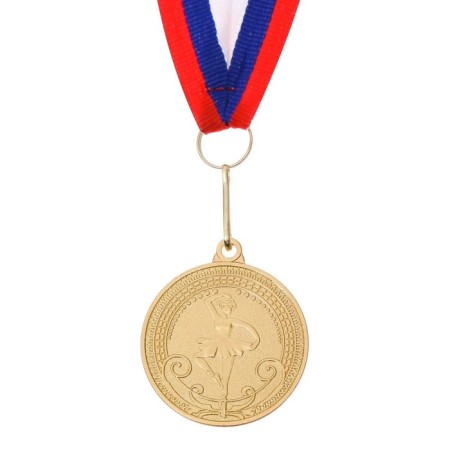 Thematic medal 178 "Ballet", D = 4 cm. Color gold. With a ribbon-1