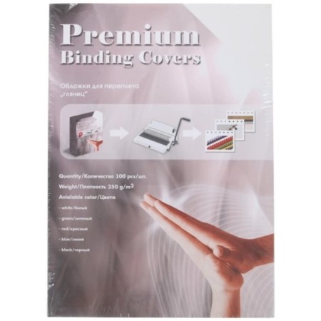 Binding covers A4, 250 g/m2, 100 sheets, cardboard, white, glossy texture, office kit gwa400250